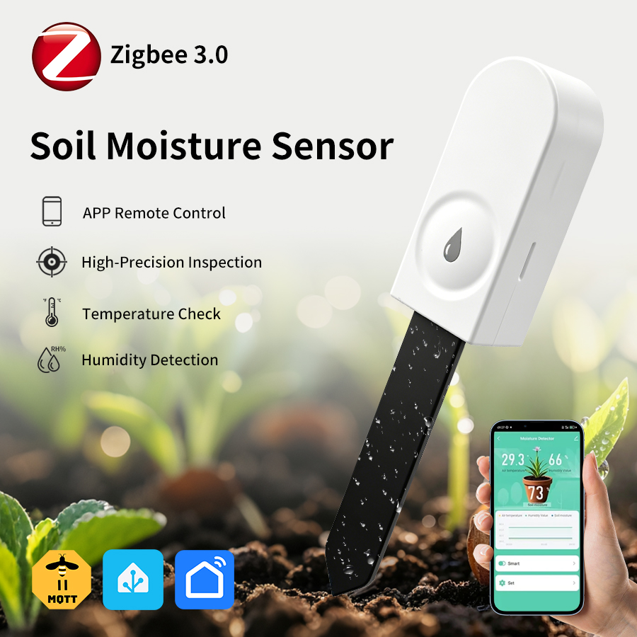 Smart Garden Moisture Sensor - เซ็นเซอร์วัดความชื้นในดิน Tuya Zigbee3.0 ตรวจวัดอุณหภูมิและความชื้น เครื่องทดสอบดินอัจฉริยะสำหรับพืชในสวน รองรับแอป