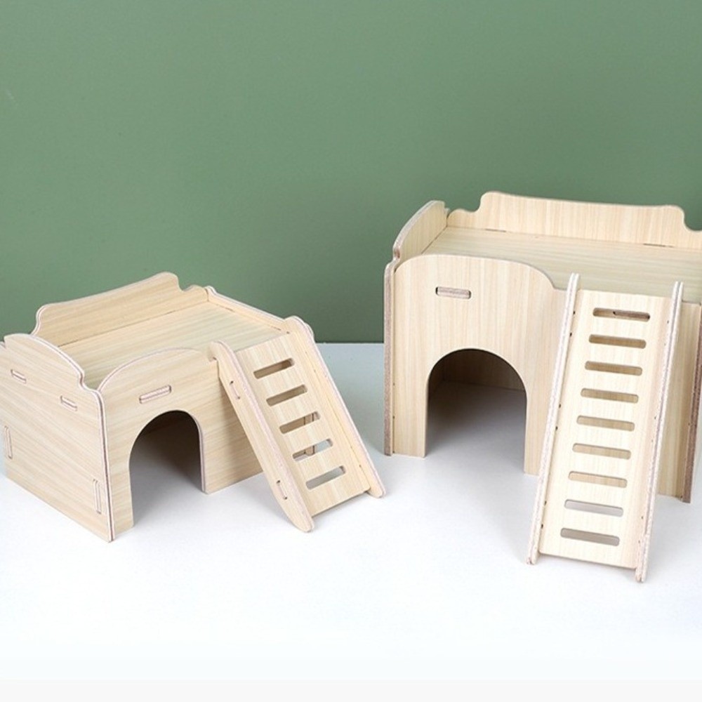 Insect Hotel Wood - บ้านไม้สำหรับแฮมสเตอร์แบบใหม่ ติดตั้งง่าย พร้อมแท่นสำหรับกัดแทะ อุปกรณ์กรงที่ทนทาน ชิงช้า และของเล่นสำหรับสัตว์เลี้ยง
